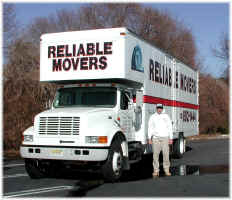 Front view of a Reliable Movers custom moving truck