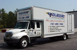 Classic Moving & Storage moving truck parked at a New Jersey home